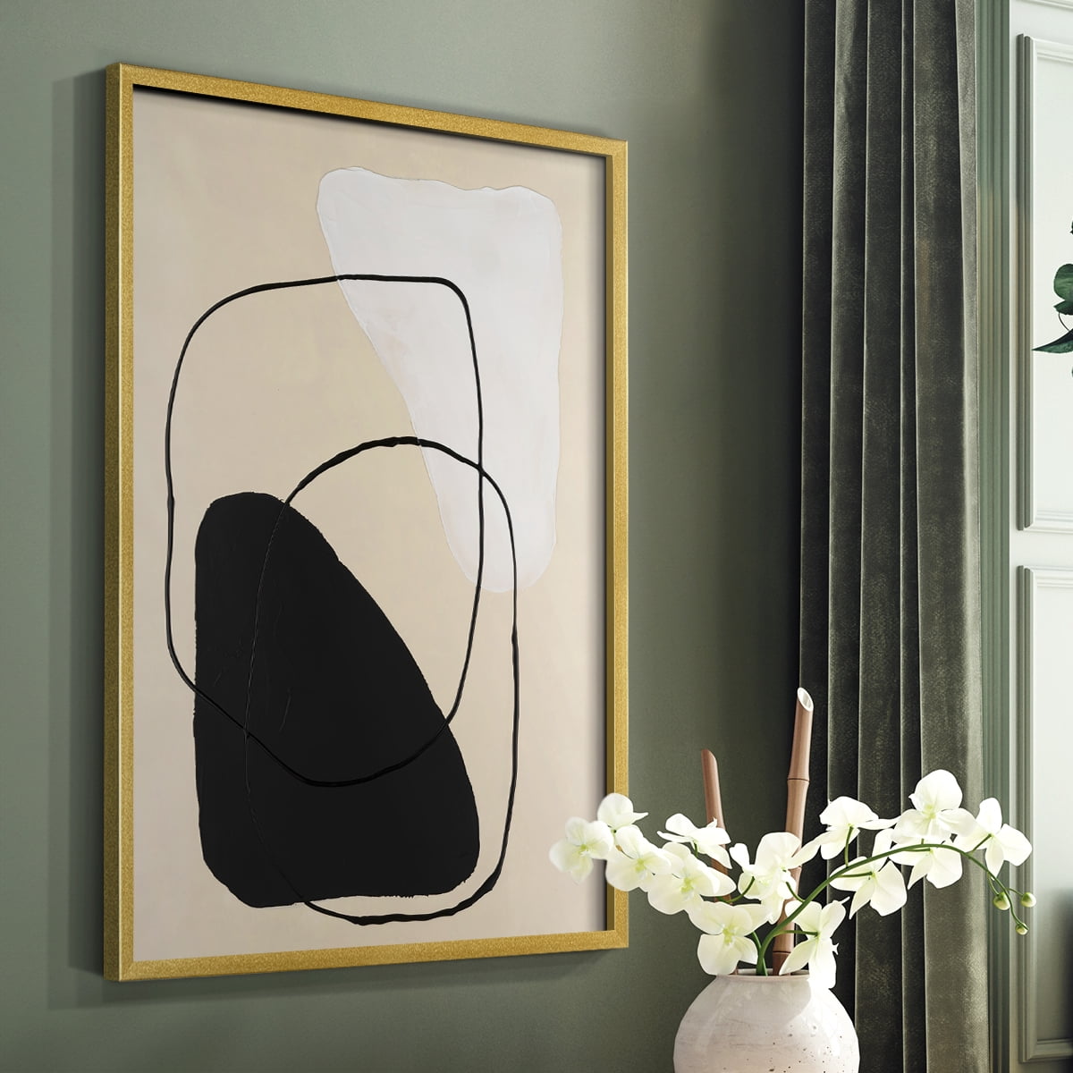 Avant Mod II Framed Print in Gold Solid Wood Framed Print No Nail Hanging