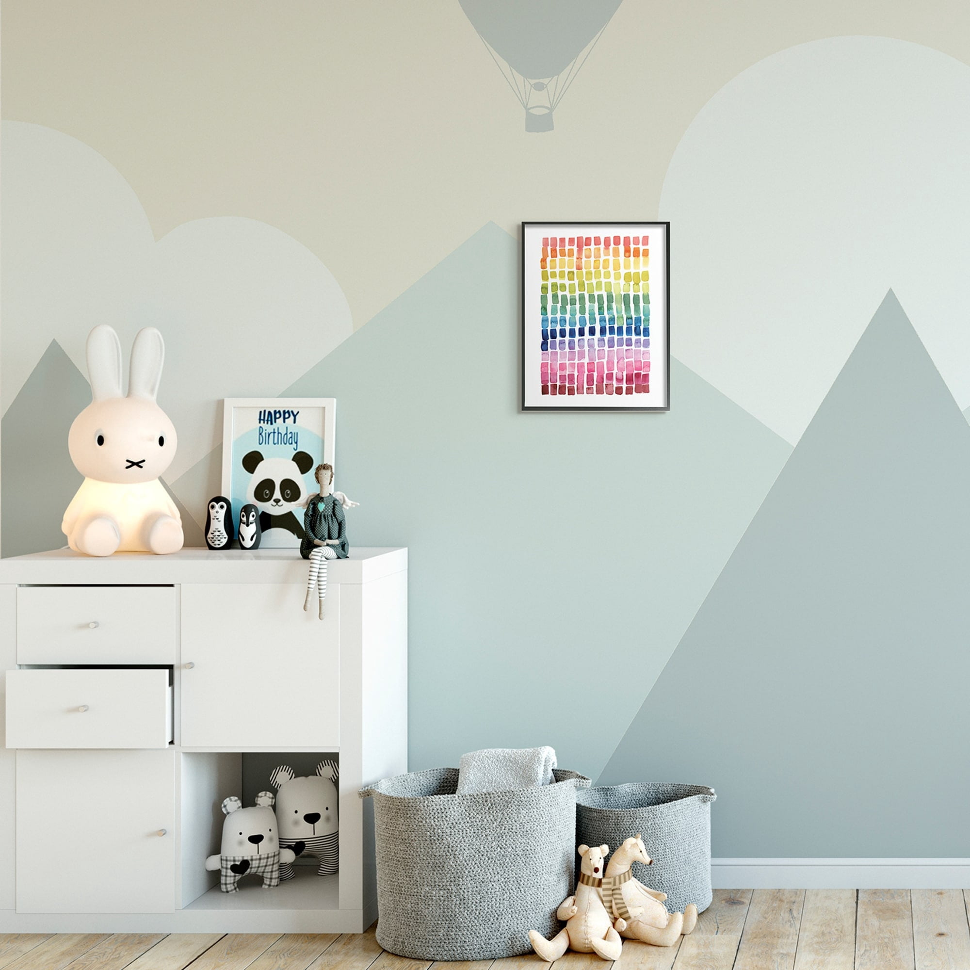 Stupell Industries Modern Rainbow Abstraction Geometric Block Tiles,24 x 30,Designed by Grace Popp
