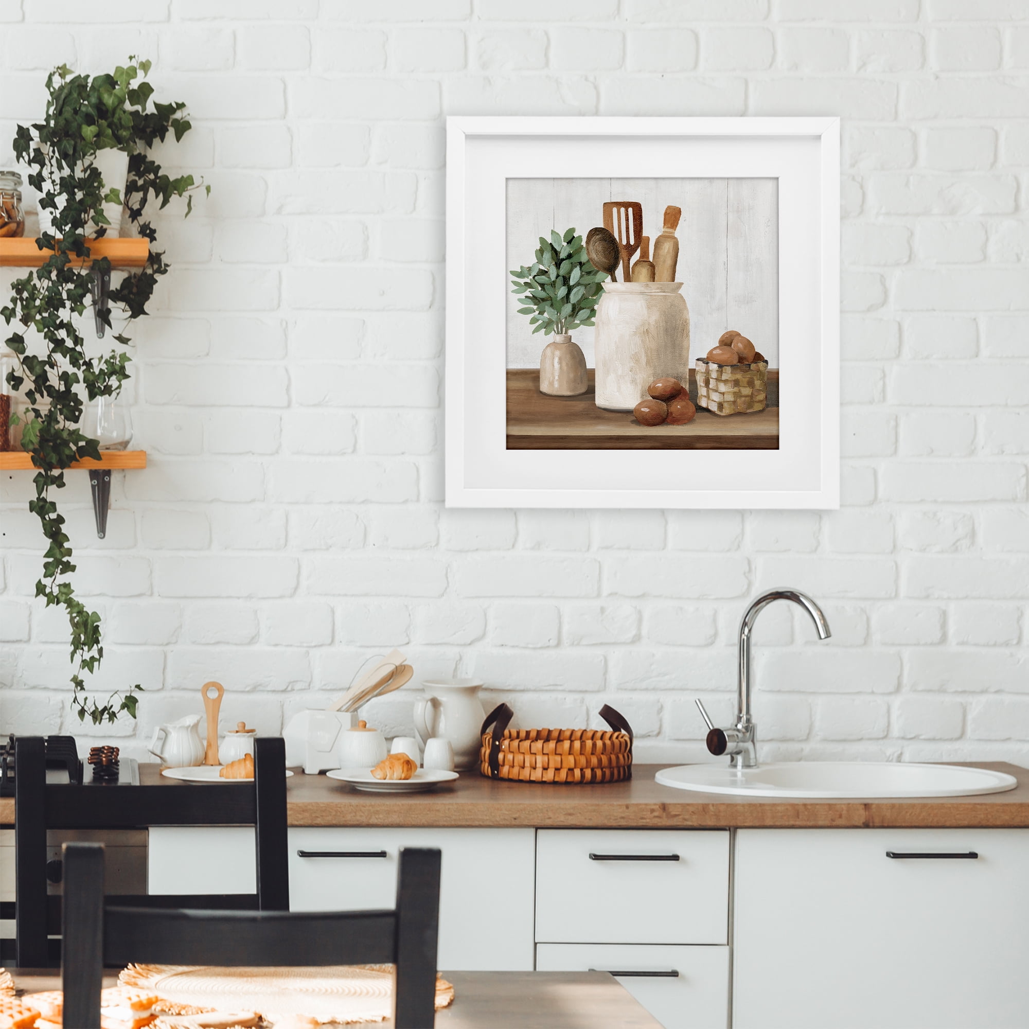 Stupell Industries Country Kitchen & Eggs White Framed Print Under Glass, design by White Ladder