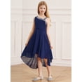 thumbnail image 4 of Miutii Kids Girls Sleeveless Chiffon Junior Bridesmaid Dresses Shiny Sequins Asymmetrical Hem Evening Navy Blue 14, 4 of 7