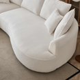 thumbnail image 5 of 124.8" Modern Sherpa Fabric Curved Sofa with Toss Pillows, Modular Sectional Upholstered Couch with Solid Wood Frame, Mid Century 4 Seat Cream Sofa for Livingroom Bedroom Office, White, 5 of 7
