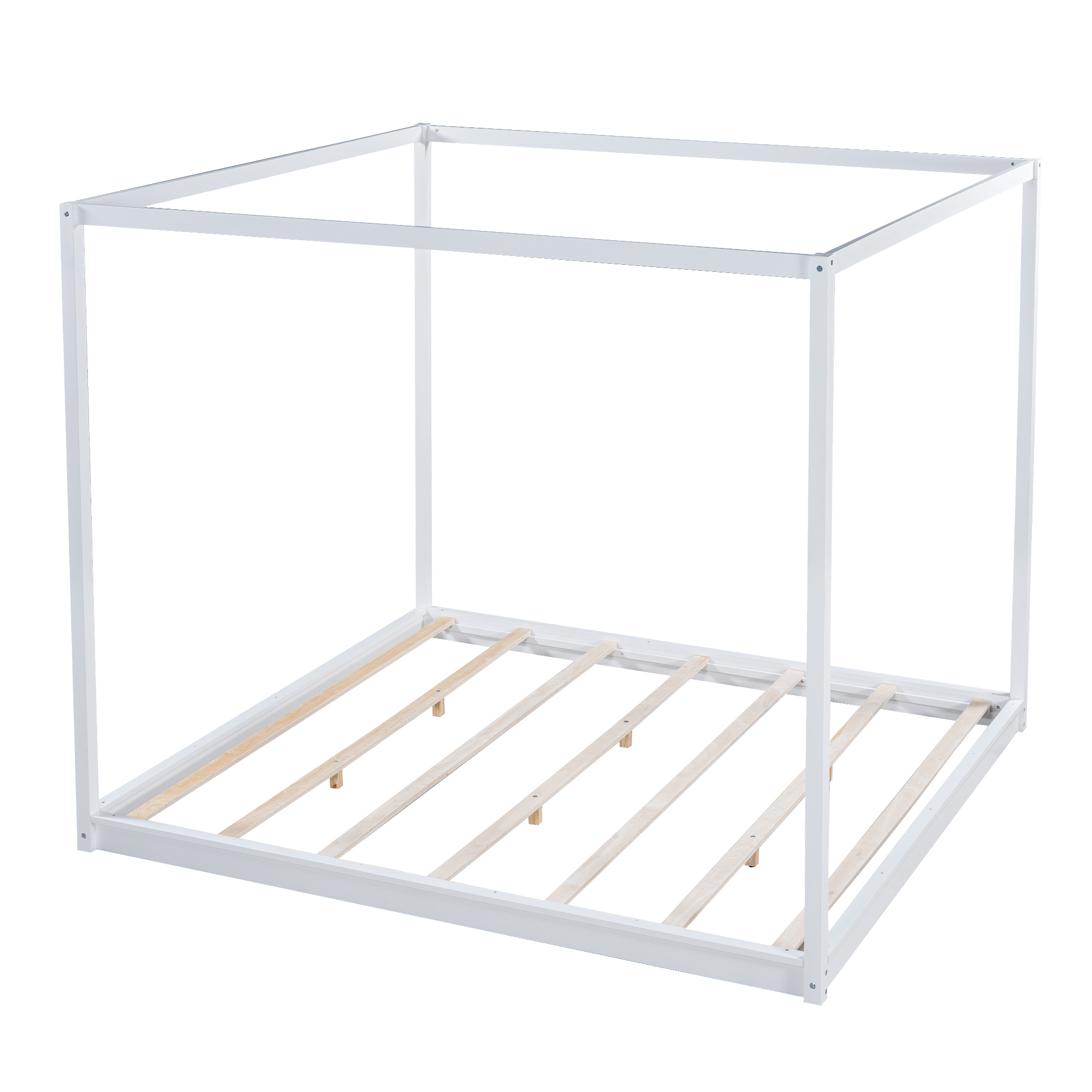 Euroco Wood King Size Canopy Bed, White