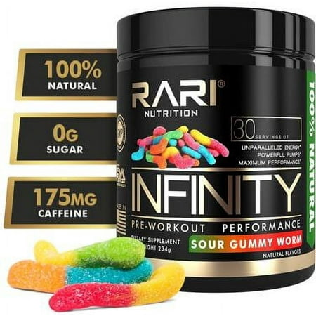 RARI Nutrition - INFINITY Preworkout - 100% Natural Pre Workout Powder - Keto and Vegan Friendly - Energy, Focus, and Performance - Men and Women - No Creatine - 30 Servings (Sour Gummy Worm)