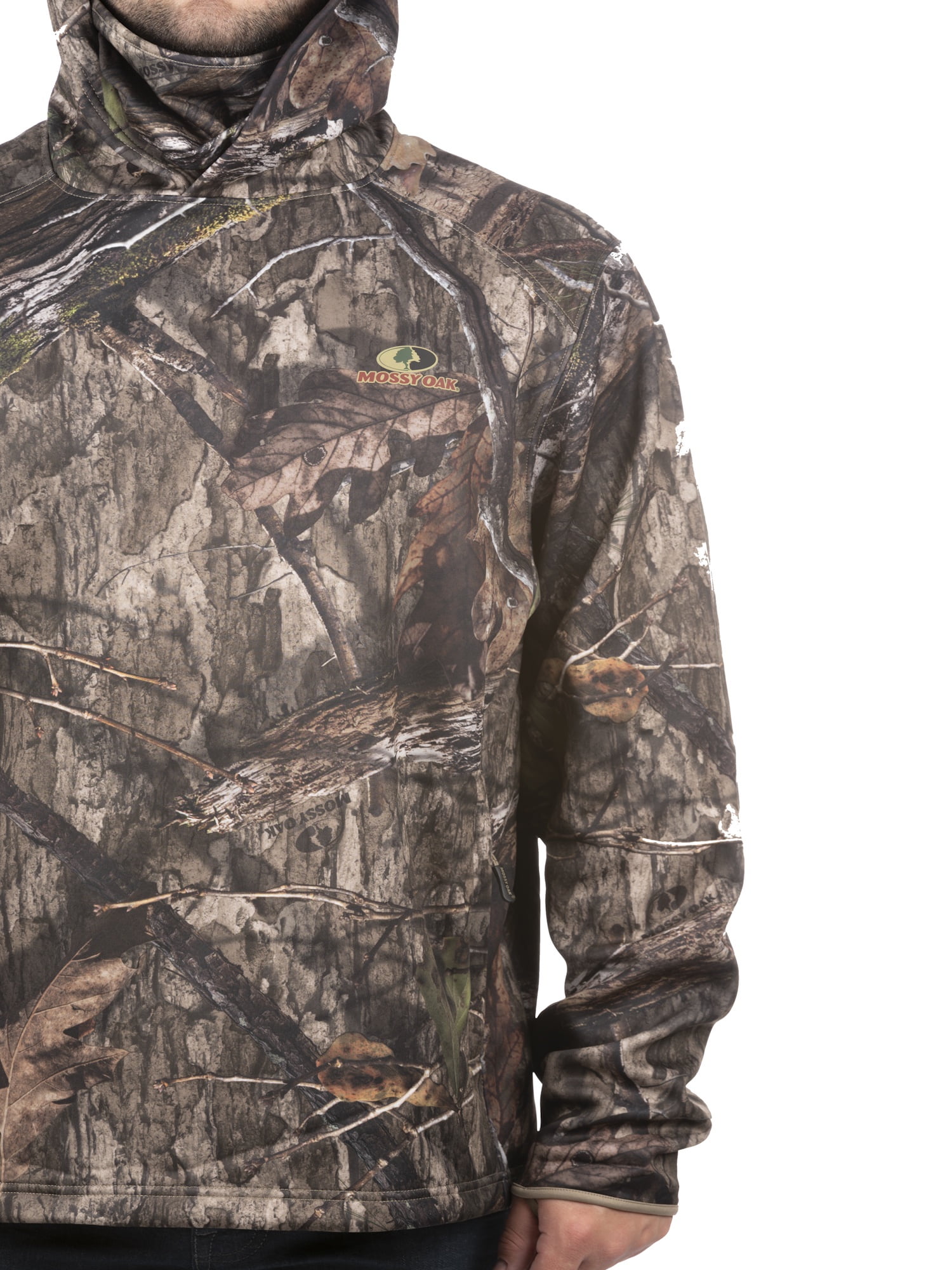 Mossy Oak Men's Country DNA Camo Pullover Tech Hoodie with Neck Gaiter, Up to 2XL