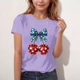 thumbnail image 4 of BRGZLK Girl's Independence Day T-Shirt Summer USA 250 Years Casual Round Neck Tops Cute Cherry Print 4th of July Short Sleeve Trendy T-Shirt Holiday Tee Purple 12-13 Years, 4 of 6