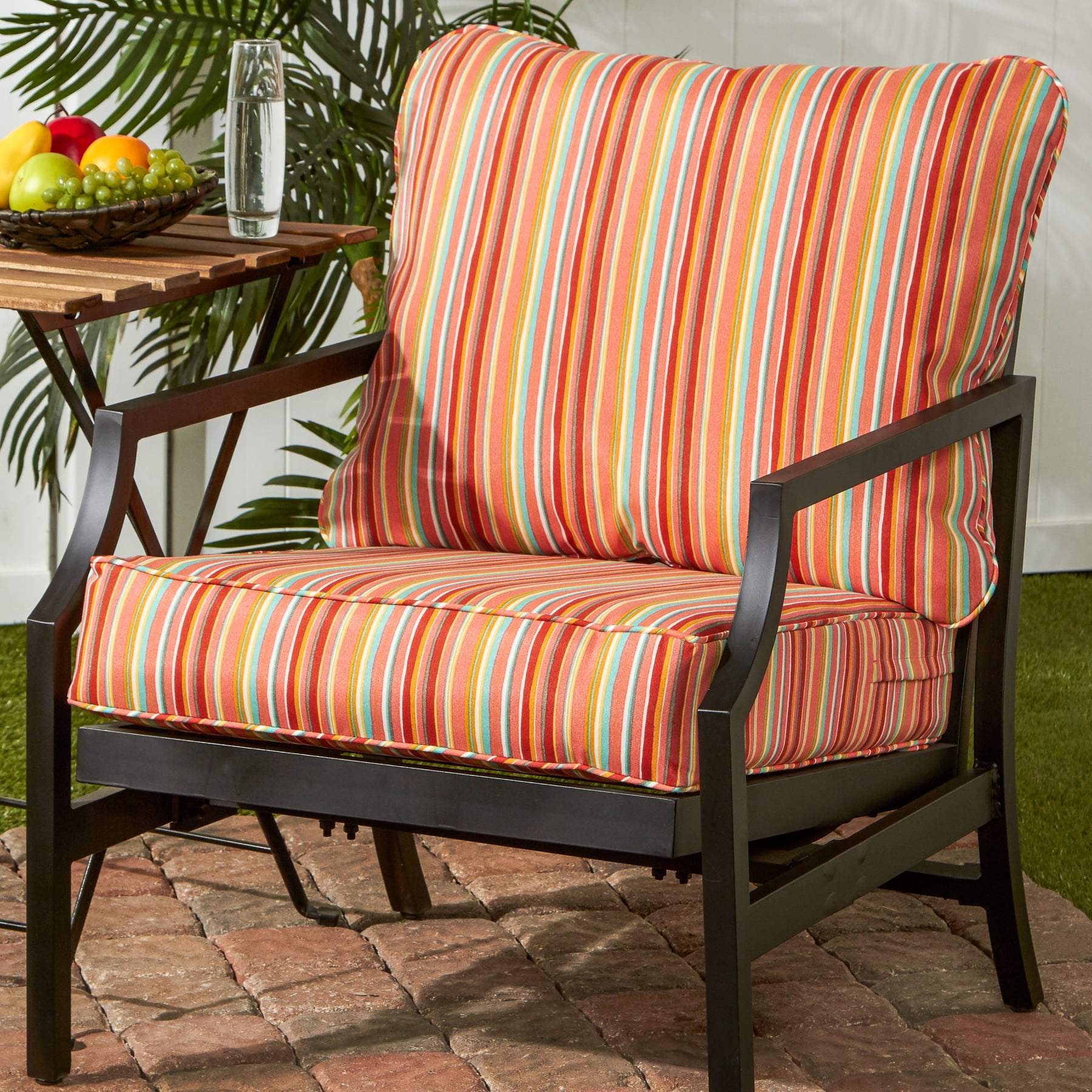 Watermelon Stripe Outdoor 2-pc Deep Seat Cushion Set - Walmart.com ...