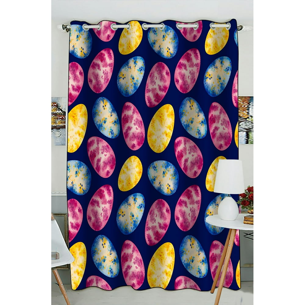 Phfzk Happy Easter Window Curtain, Watercolor Easter Egg Blue Window