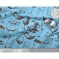 thumbnail image 3 of Soimoi polyester Crepe Fabric Jug,Wine Glass & Cups Print Sewing Fabric Yard 42 Inch Wide, 3 of 3