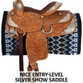 thumbnail image 2 of Schneiders Denver II Show Saddle | Semi-Quarter Horse Bars | Light Oil | Size 14, 2 of 6