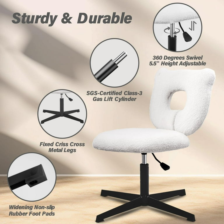 CLATINA Armless Small Fabric Office Desk Chair, Ergonomic Modern