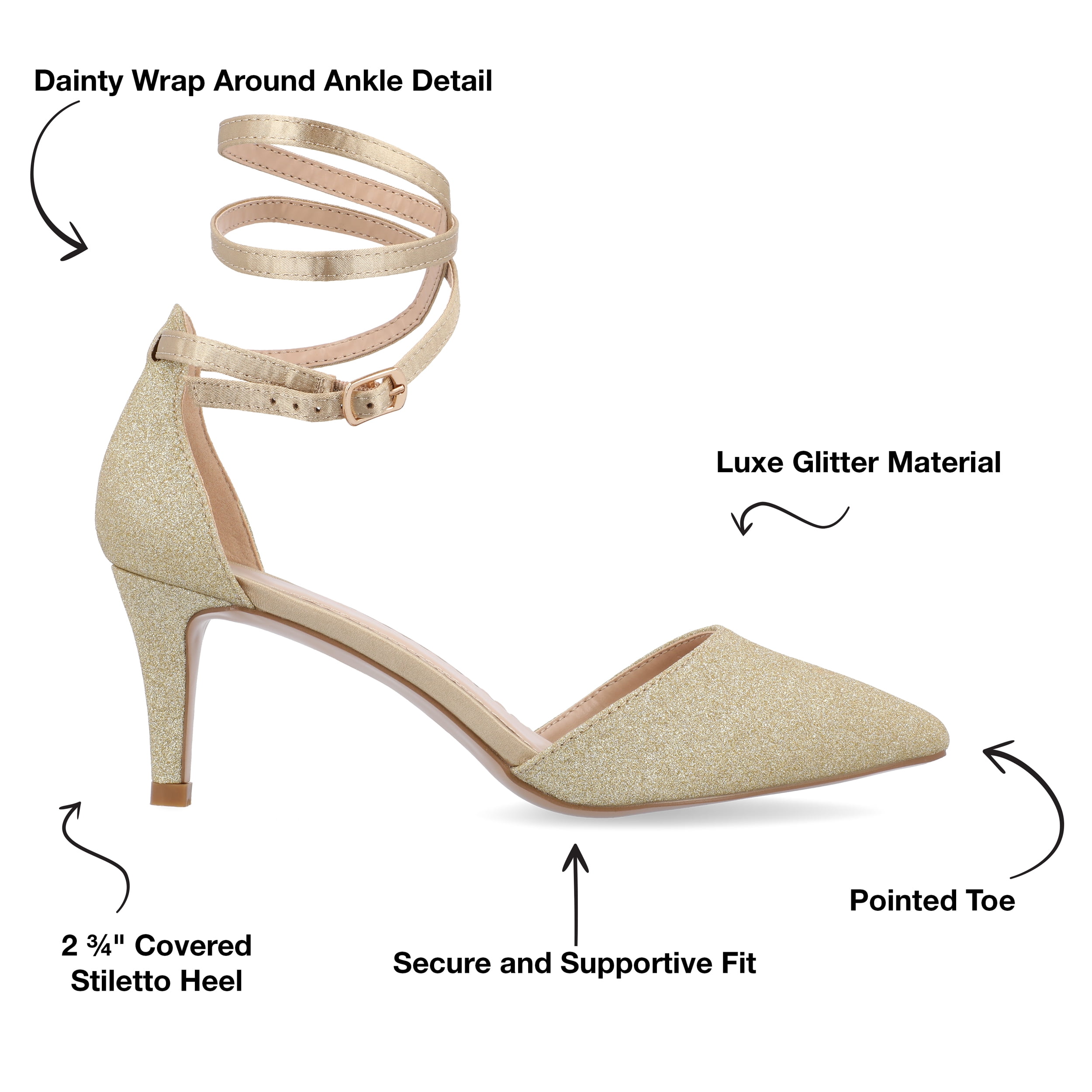 Journee Womens Luela Pointed Toe Mid Heel Evening Pumps