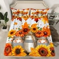 thumbnail image 2 of Manfei Chic Sunflower Bed Sheets,Autumn Floral King Sheets,Old Wooden Borad Sheet Set,Ultra Soft Bedroom Decoration,4pcs, 2 of 7