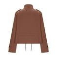 thumbnail image 5 of JGGSPWM Fleece Jackets for Women Casual Long Sleeve Drawstring Waist Stand Collar Zip Up Jacket Coats with Pockets Brown S, 5 of 7