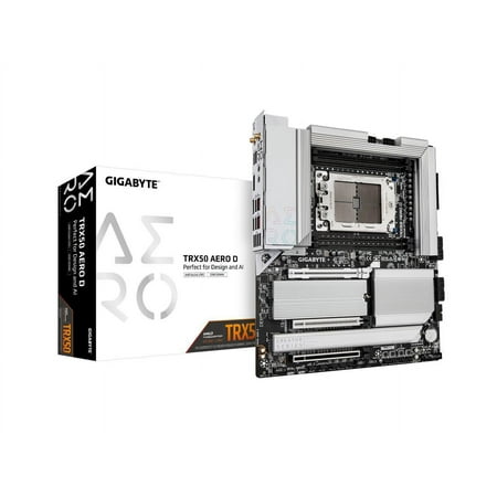 GIGABYTE TRX50 AERO D sTR5 AMD TRX50 EATX Motherboard - DDR5, PCIe 5.0 M.2, PCIe 5.0, USB4 Type-C, Wi-Fi 7, Marvell 10GbE