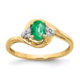 thumbnail image 1 of 14k Yellow Gold Emerald Diamond Ring Birthstone May, 1 of 6