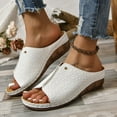 thumbnail image 5 of Womens Sandals Arch Support Wedge Open Toe Slip-on Peep Toe Slides Sandals Slippers Summer Women's Trendy Casual Daily Beach Vacation Shoes White 38, 5 of 6