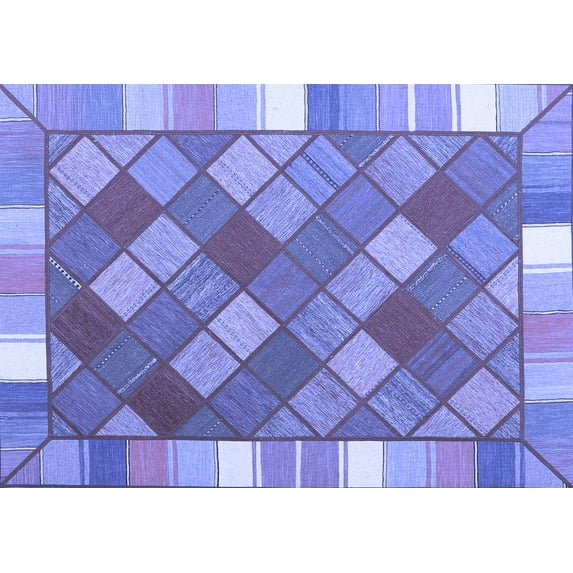 Ahgly Company Machine Washable Indoor Rectangle Southwestern Blue Country Area Rugs, 4' x 6'