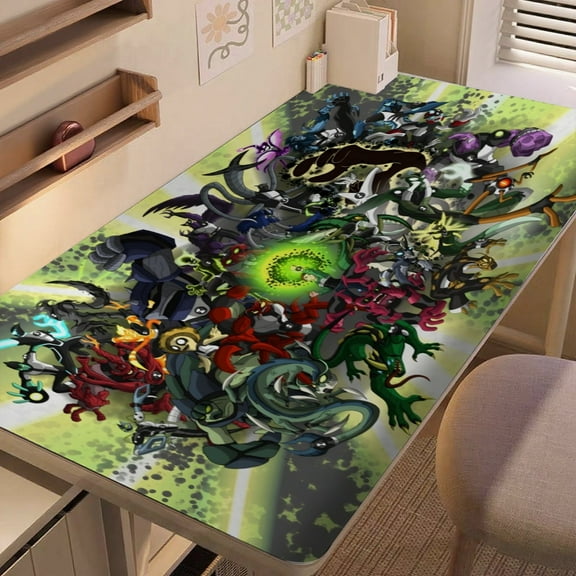 Ben 10-themed extra-large Non-Slip Base leather Desk Table mat—versatile for computer desks, dining tables, and more.12"x24"(30X60cm）