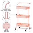 thumbnail image 4 of 3 Tier Rolling Kitchen Trolley Cart Metal+PP Storage Shelves Rack Utility Cart Pink, 4 of 8