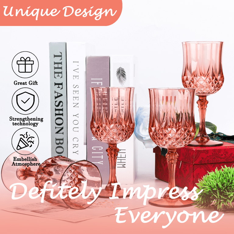 ZHURUININ, Reusable Plastic Wine Glasses, 7oz, Rose Gold 24 Pack -  Walmart.com