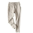 thumbnail image 2 of SELONE Linen Pants for Women High Waisted Plus Size Baggy Trendy Casual Linen Long Pant Fashionable Pants, Cropped Pants, Oversized Cotton And Leggings, Loose Pants Everyday Wear Beige XL, 2 of 5