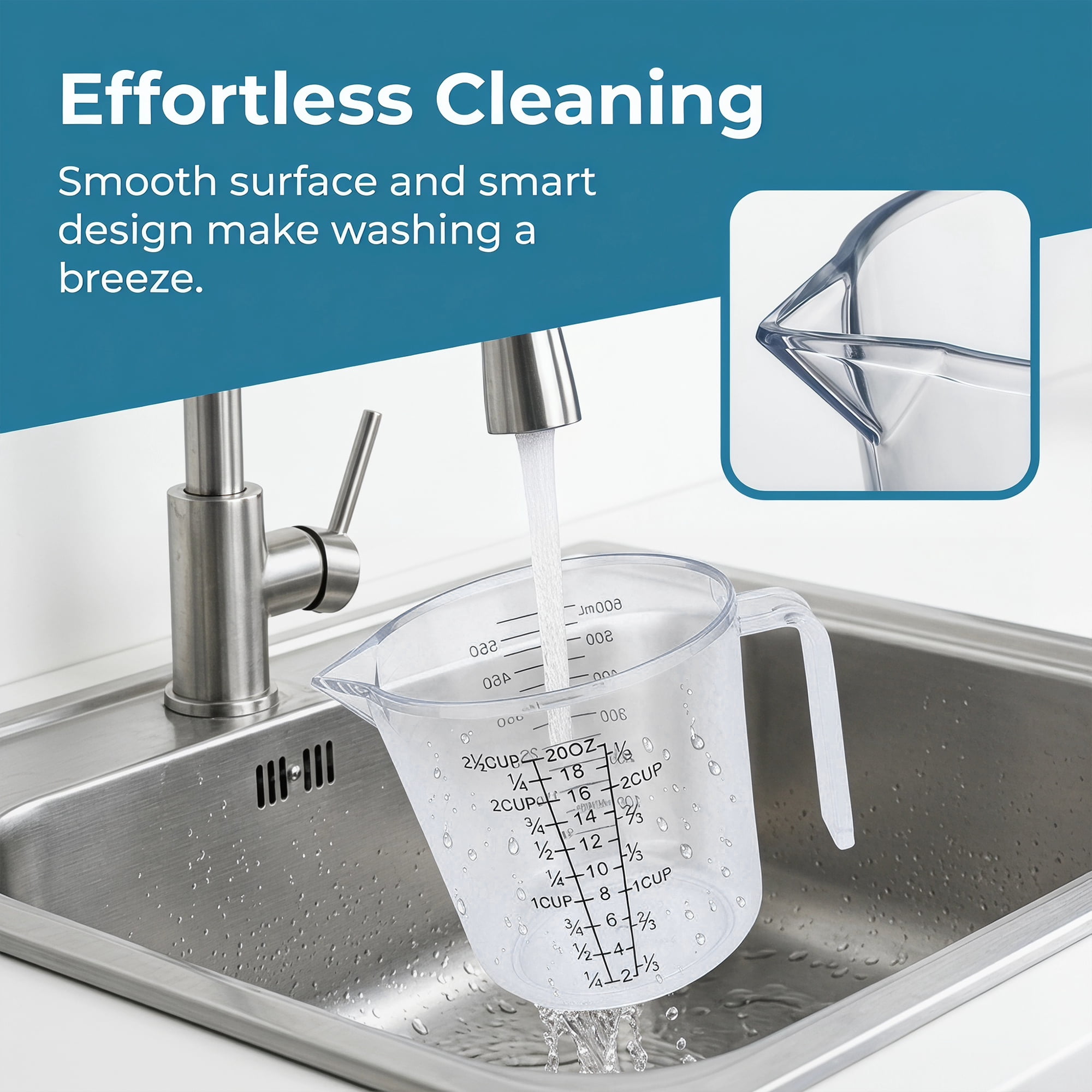 Unique Bargains PS Material Measuring Cup with Clear Marks for Measurement Clear 600ml