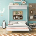 thumbnail image 4 of Queen Solid Wood Murphy Bed with Desk, Queen Size Platform Bed with Wooden Slats, Modern Hidden Bed, Wall Bed for Small Space, Apartments, Studio, No Spring Box Needed, White, 4 of 7