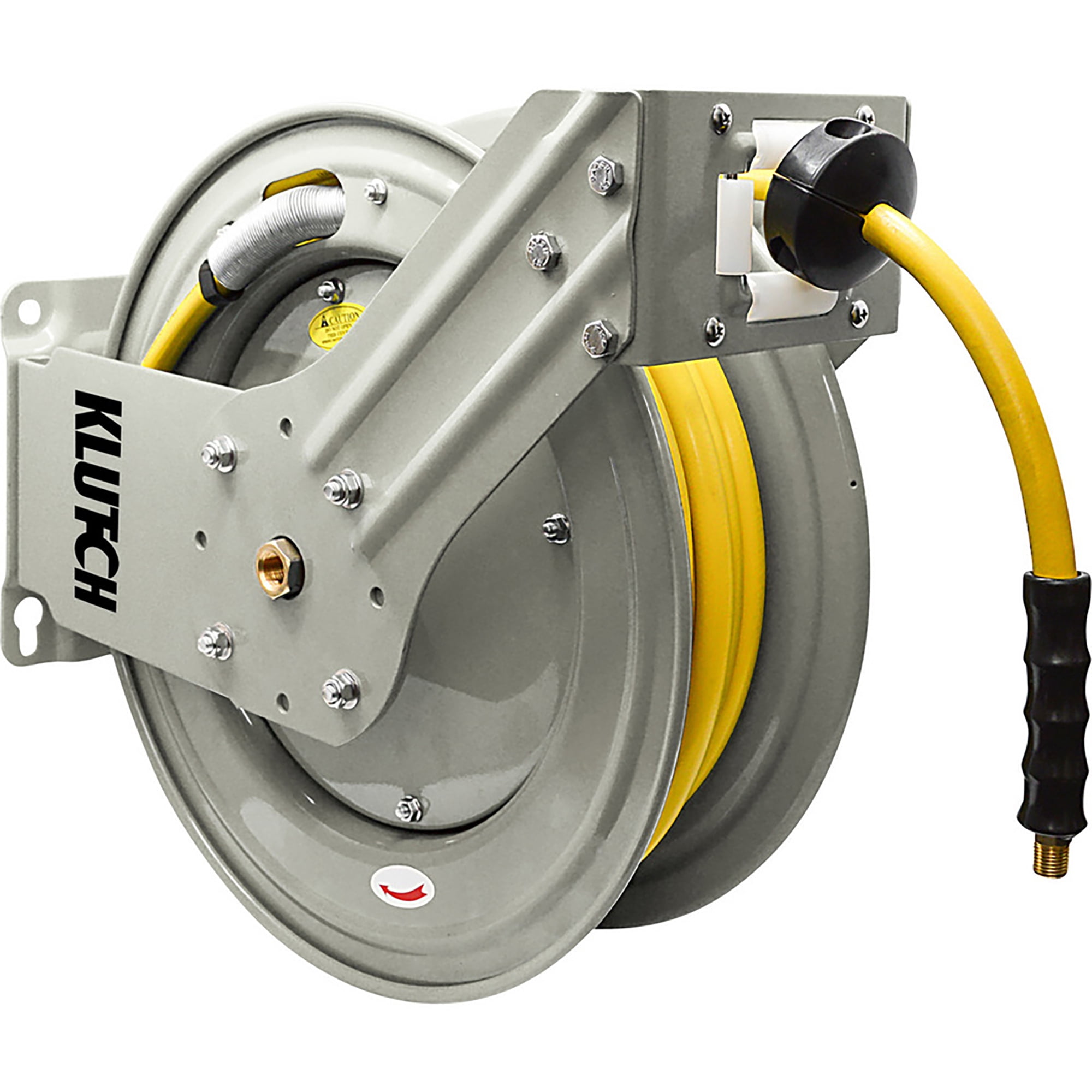 Klutch Auto-Rewind Dual-Arm Air Hose Reel with 3/8in. x 50ft. Hose, 300 PSI