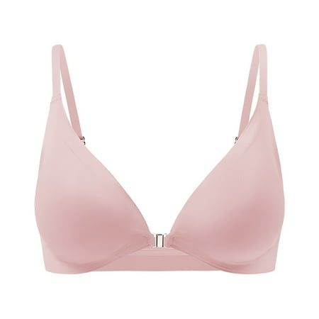 Clearance!Uooqdmx Bras for Women Push Up Bra Sexy Bralette Comfort Full Coverage Bra Front Close V Wireless Adjustable Bras Front Closure Bras for Women Pink XL