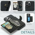 thumbnail image 2 of Allytech 2 in 1 Detachable Wallet Case for iPhone 15 Pro, [Support Wireless Charging] [4 Card Slots & 2 Cash Pocket], Retro PU Leather Magnetic Closure Shockproof Anti-Drop Slim Case, Black, 2 of 8