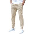 thumbnail image 4 of Dpytoraw Men's Casual Slim Fit Leather Label Cropped Pants Solid Color Casual Pocket Pants, 4 of 4
