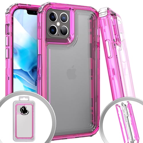 Pkg 3 In 1 Iphone 12 Pro Max 6.7 Transparent Case Hot Pink Walmart