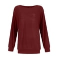 thumbnail image 4 of Plus Size Tops for WomenWomen's Fashion Round Neck Loose Casual Knit Long Sleeve Solid Color Top, 4 of 5