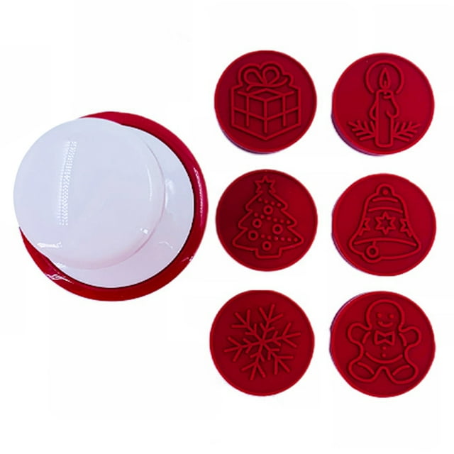 Coofit Christmas Biscuit Mold Set Cartoon DIY Fondant Stamper Mooncake Mold for Party