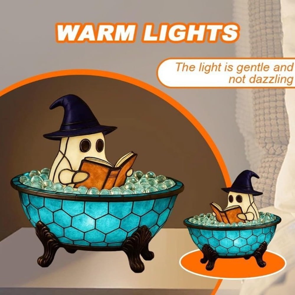 Halloween Party Ghost Bubble Bath Lamp, Halloween Ghost Night Light, Cute LED Lamp for Bathroom Decor, Ghost-Themed Bathtub Lamp for Halloween Party or Gift