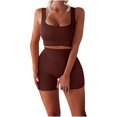 thumbnail image 1 of Mujeres sin mangas sin costuras acanalado Crop Tank pantalones cortos de cintura alta Conjuntos de trajes de yoga Pompotops ulkah936697, 1 of 7