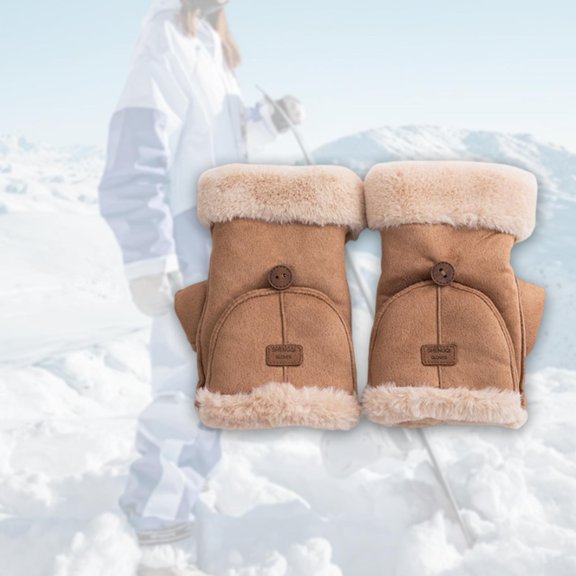 Segolike Winter Fingerless Gloves, Texting Mittens, Cold Weather Gloves, Flip Top Mittens Khaki