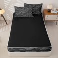 thumbnail image 4 of Erosebridal Dark Camouflage Pattern Zipper Queen Comforter Set with Fitted Sheet and 2 Pillowcases,Modern Camo Print Zipper Bedding Set,Dark Gray,Black Reversible, 4 of 6