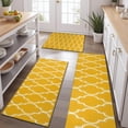 thumbnail image 2 of Yellow Geometric Quatrefoil Pattern Kitchen Rugs Sets Of 3,Kitchen Runner Rugs Non Skid Washable,Decorative Kitchen Floor Mats for Kitchen,Sink,Laundry,17"x30"+ 17"x47" + 17"x59", 2 of 6