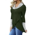 thumbnail image 3 of Women's Cowl Neck Striped Long Sleeve High-Low Hem Tunic Top, 3 of 7