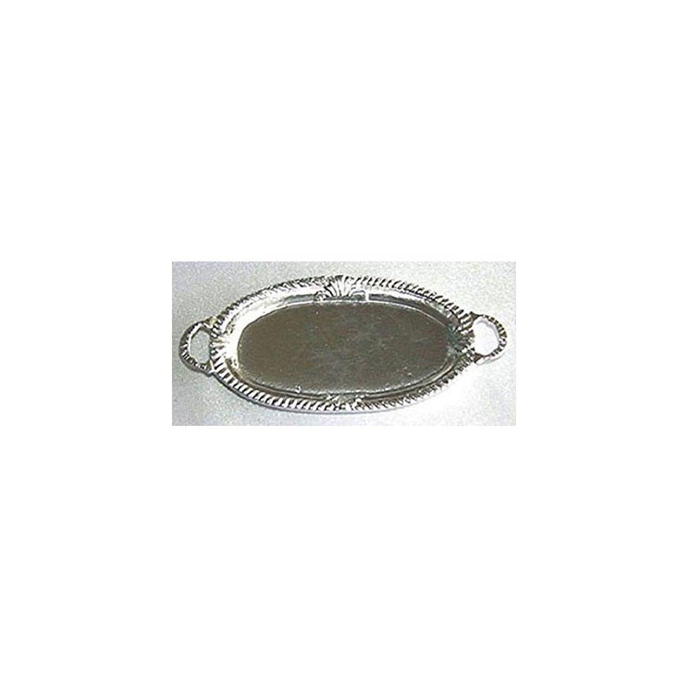 Dollhouse Miniature Pewter  Oval Serving Tray 