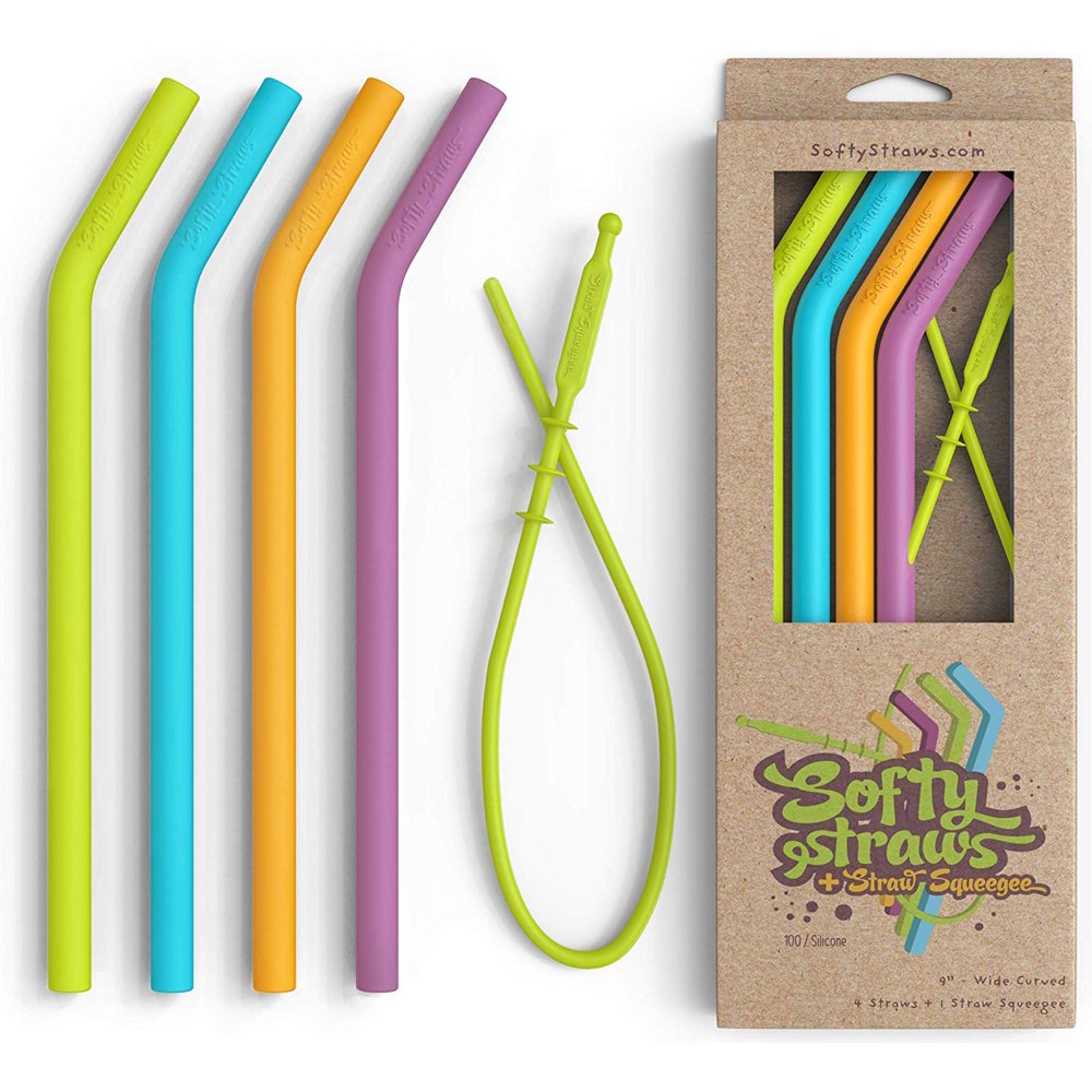 Silicone Straws Big Size Reusable Drinking Straws with Curved Bend