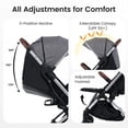 thumbnail image 4 of Poussette de Voyage INFANS, Poussette pour Bébé Légère et Compacte pour Avion avec Pliage à une Main, Inclinaison Multi-Positions, Auvent, Suspension à 4 Roues, Panier de Rangement, 4 of 9
