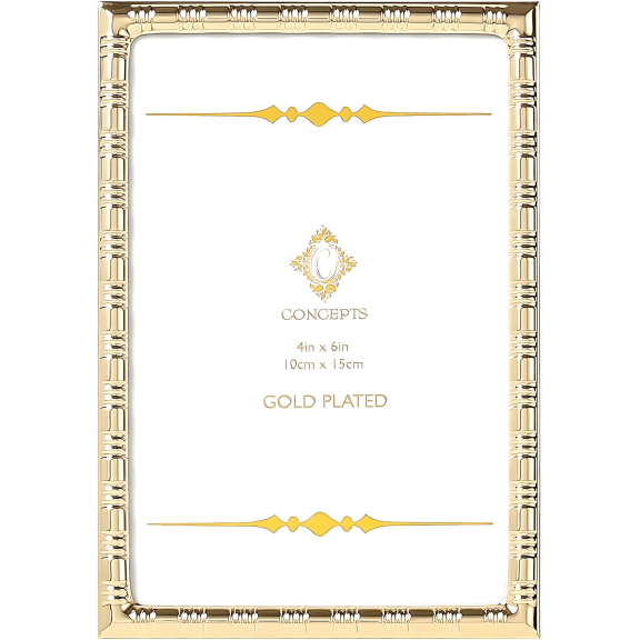 Concepts 4x6 Gold Bamboo Textured Metal Picture Frames, Family Photo Frames, Elegant Tabletop & Wallhung Decor