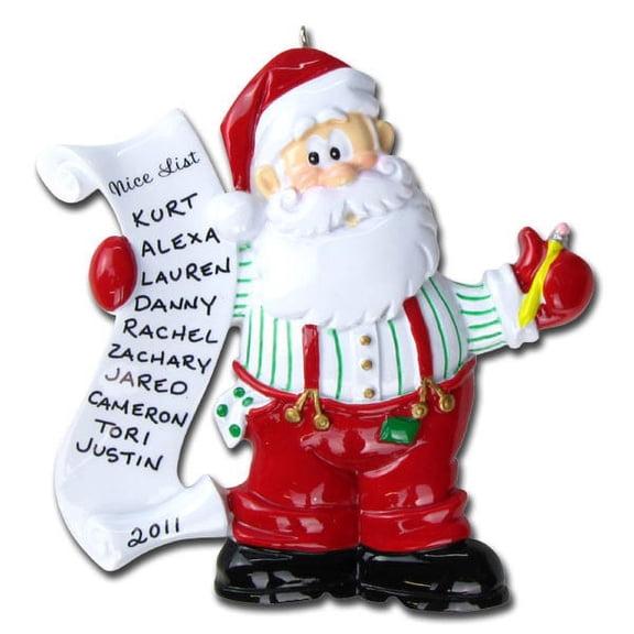 Santa's List with Family up to 12 Children Grandchildren Personalized Christmas Ornament DO-IT-YOURSELF