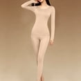 thumbnail image 2 of Thermal Underwear for Women Zaewscy Fashion Women Long Sleeve Casual Nightwear Underwear Sleepwear Set Beige L, 2 of 9