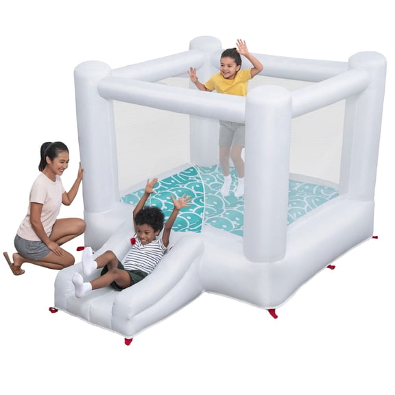 Open Box H2OGO! Jump & Joy Kids White Bounce House with Slide and Blower, Indoor/Outdoor, Ages 3+