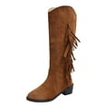 thumbnail image 2 of POROPL Mid Calf Boots for Women High Heel Tassel Shoes,Boots Size 4.5, 2 of 9