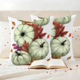thumbnail image 3 of Sage Green Pumpkins Fall Outdoor Waterproof Pillow Covers, Thanksgiving Botanical Leaves Autumn Decorative Square Throw Pillowcase Sofa Cushion Sham for Patio/Couch/Chair, 18"x18" 2 Pack, 3 of 8