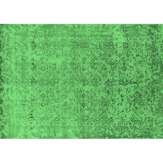 Ahgly Company Indoor Rectangle Oriental Emerald Green Industrial Area Rugs, 6' x 9'